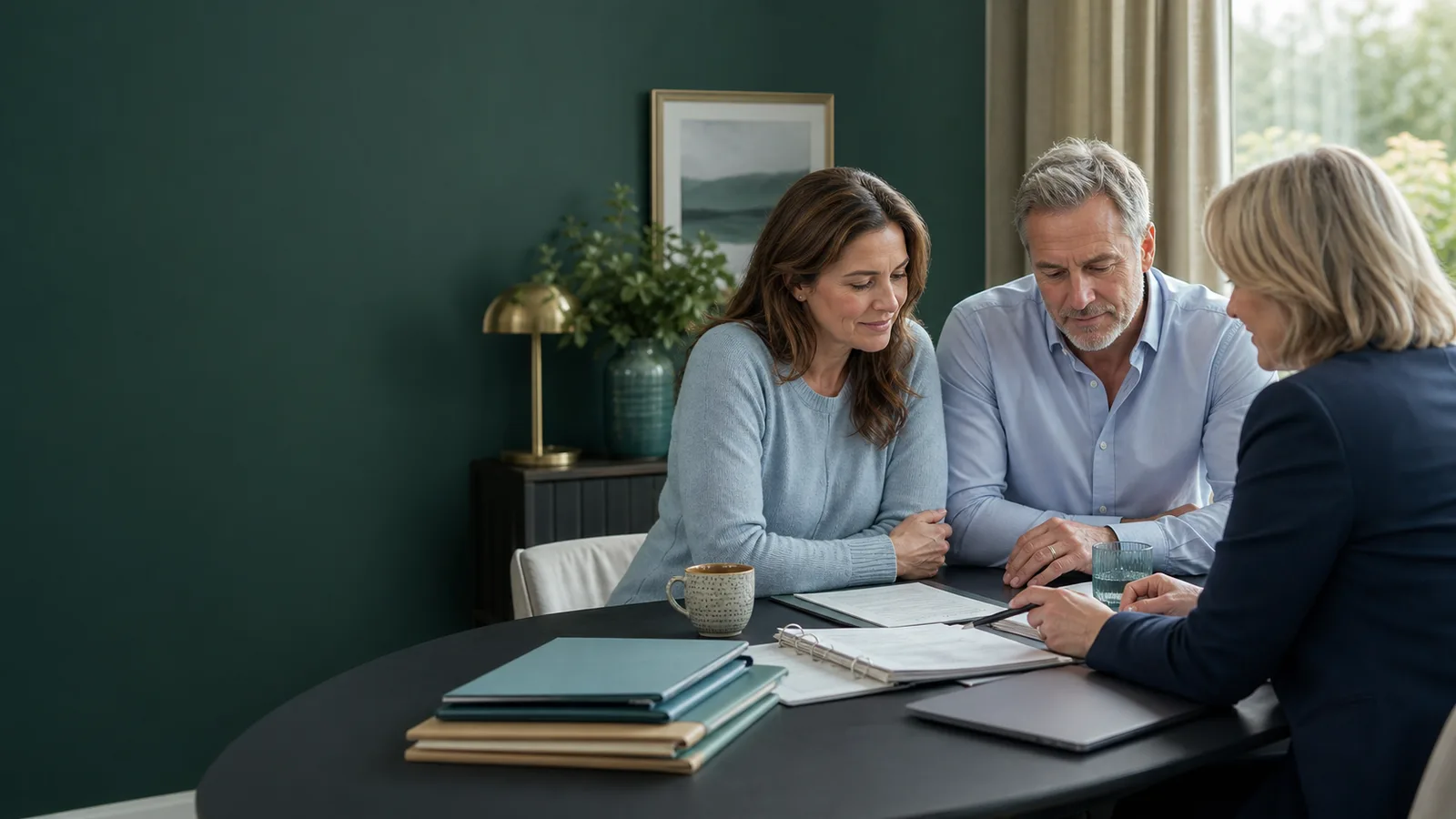 Adults and an adviser organising estate information