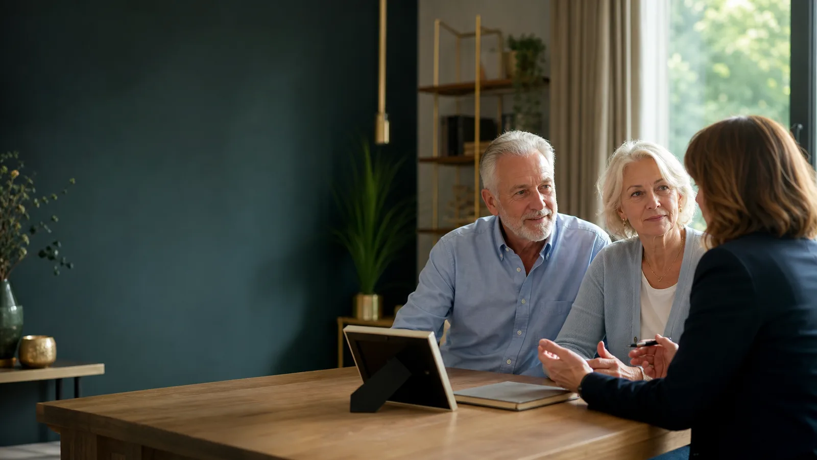 An older couple discussing future planning with an adviser